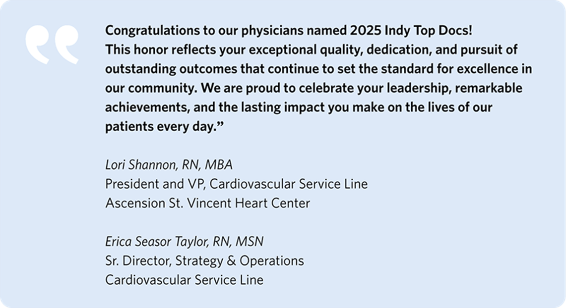 Ascension St. Vincent Physicians Honored as 2025 Top Docs