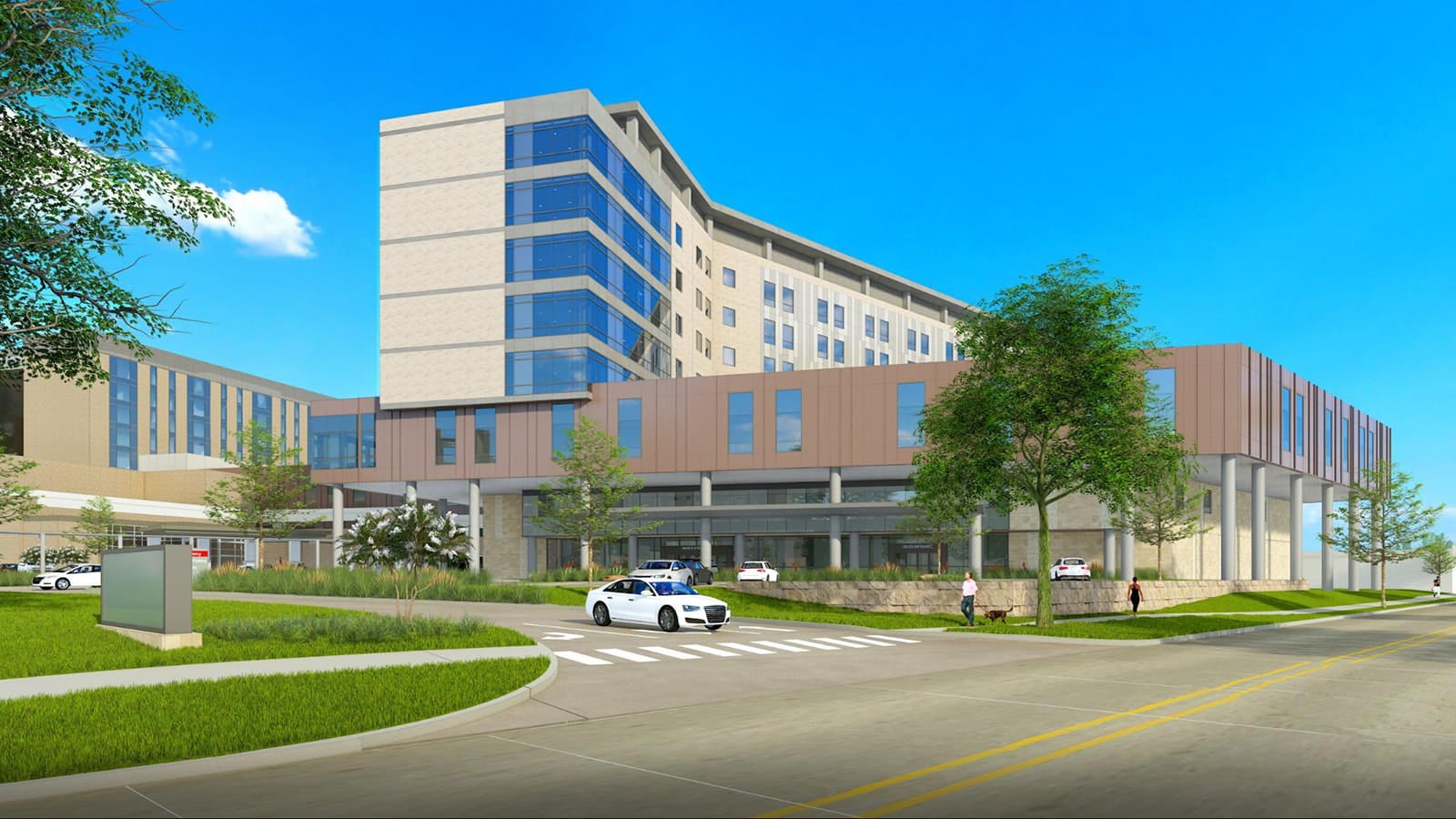 Hospital building rendering