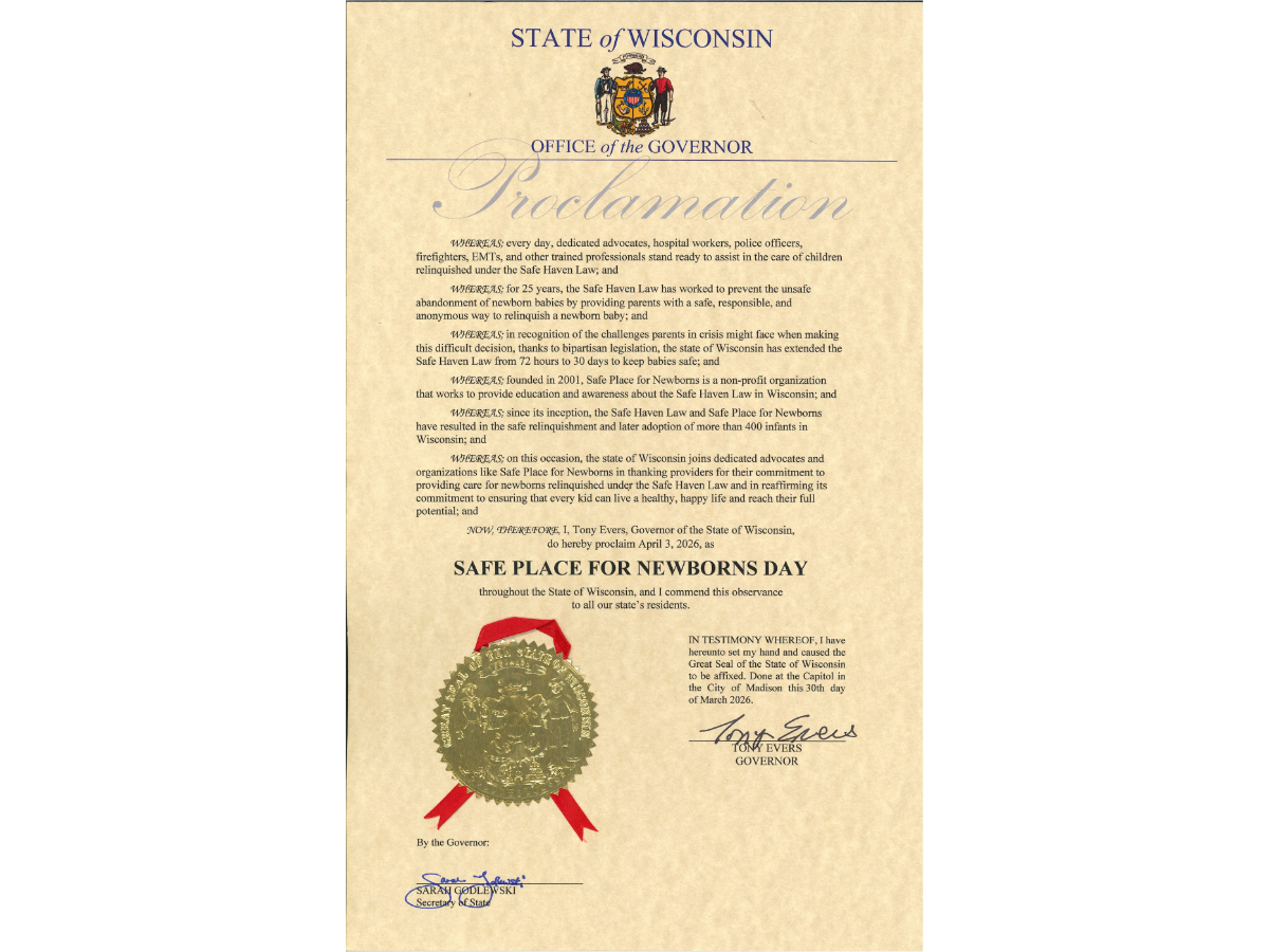 April 3 is “Safe Place for Newborns Day” in Wisconsin