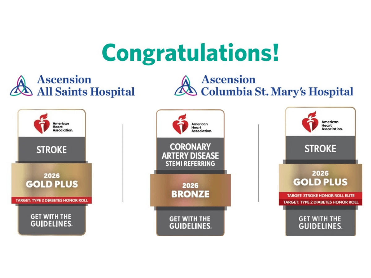 Three Ascension Wisconsin Hospitals earn National recognition from American Heart Association’s Get with the Guidelines Program