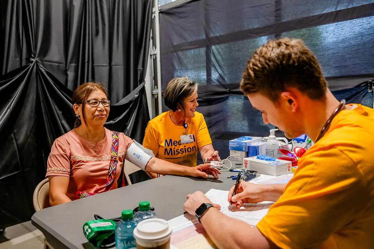 Volunteer with patient